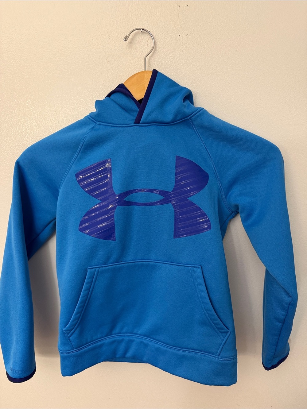 Under Armour Blue Hooded Pullover with Purple Logo